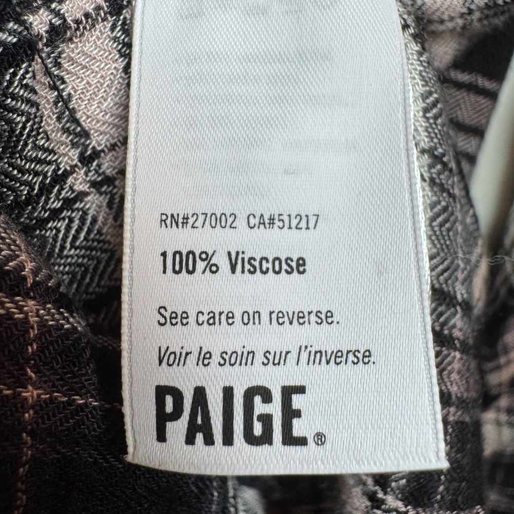 Paige Huntley Plaid Shirt‎ Women's Small Black Adobe Rose Grey Long Sleeve Top - Picture 5 of 8